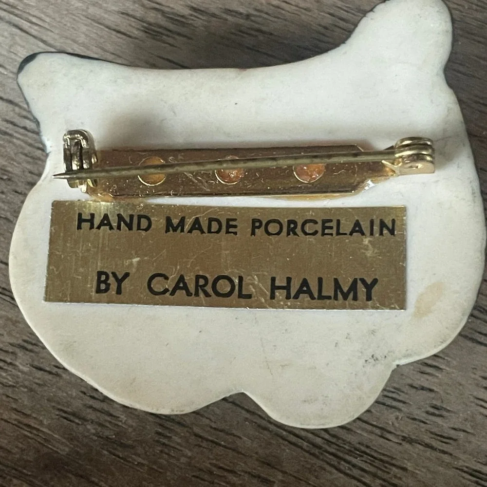 Carol Halmy Porcelain Tiger Brooch/Pin